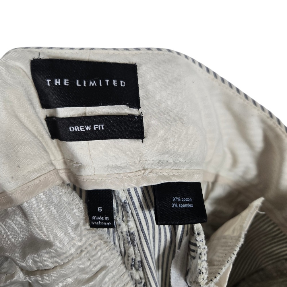 The Limited Drew Fit Pants Womens 6 Gray Striped Seersucker Bootcut Low Rise - Picture 4 of 9